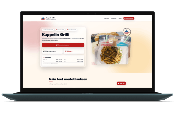 Kappelin Grilli verkkosivut ja Tilausruoka integraatio